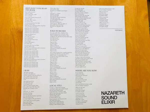 Nazareth Sound Elixir vinile LP rimasterizzato Mint