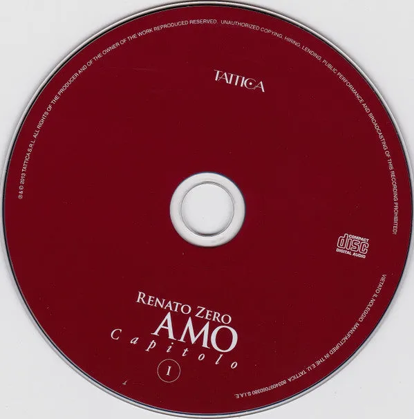 Renato Zero Amo Capitolo I CD album digipak VG+