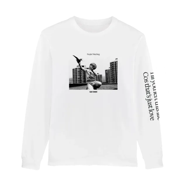 Sam Fender People Watching maglia manica lunga bianca cotone