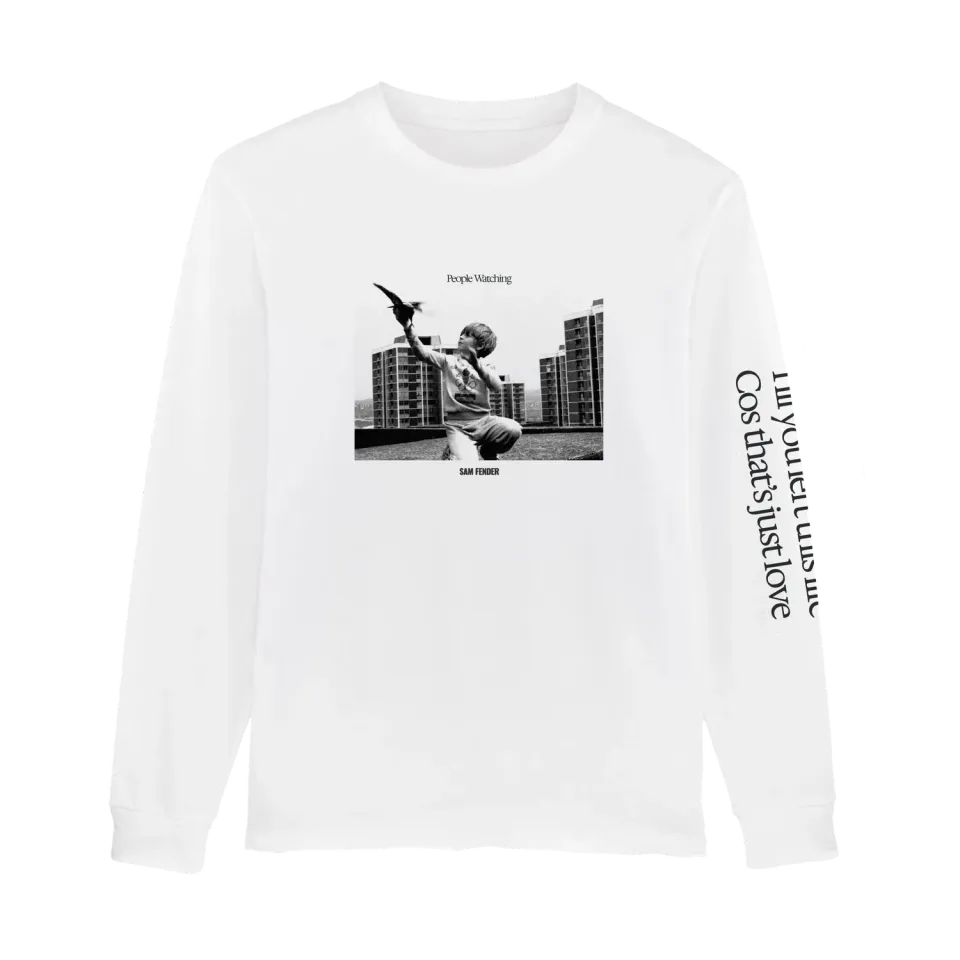 Sam Fender People Watching maglia manica lunga bianca cotone
