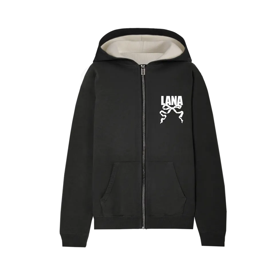 Polydor Records felpa con cappuccio nera zip logo