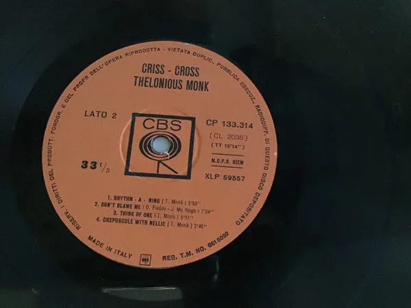 Thelonious Monk Criss-Cross Vinile LP Mono Edizione 1963