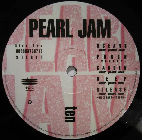 Pearl Jam Ten vinile LP ristampa Europa