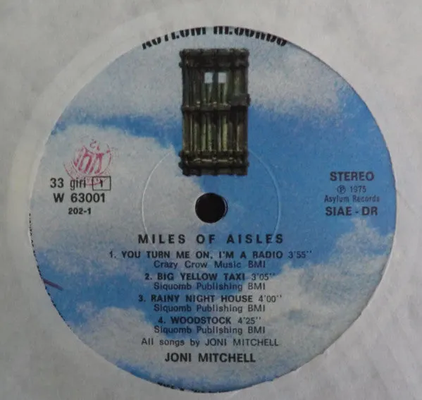 Joni Mitchell Miles Of Aisles doppio vinile 2xLP folk rock Italia