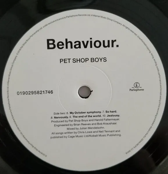 Pet Shop Boys Behaviour vinile LP 180g rimasterizzato 2018