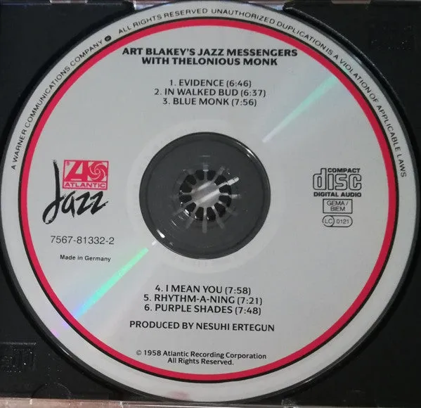 Art Blakey Monk Jazz Messengers CD ristampa hard bop