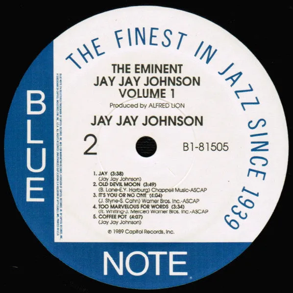 Jay Jay Johnson Eminent Volume 1 LP Blue Note