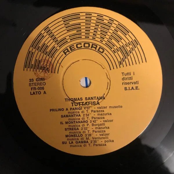 Thomas Santana Tuttafisa LP vinile liscio italiano VG+
