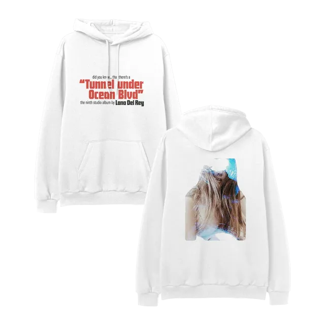 Lana Del Rey Ocean Blvd Felpa con Cappuccio Bianca Cotone