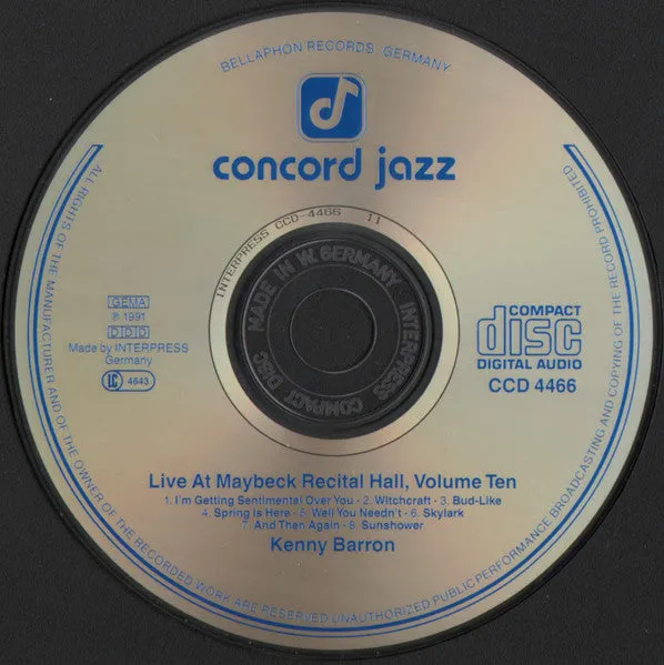 Kenny Barron Live At Maybeck Vol 10 CD piano jazz 1991