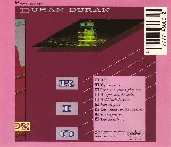 Duran Duran Rio CD ristampa USA synth-pop pari al nuovo