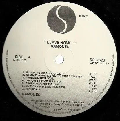 Ramones Leave Home vinile LP promo white label 1977