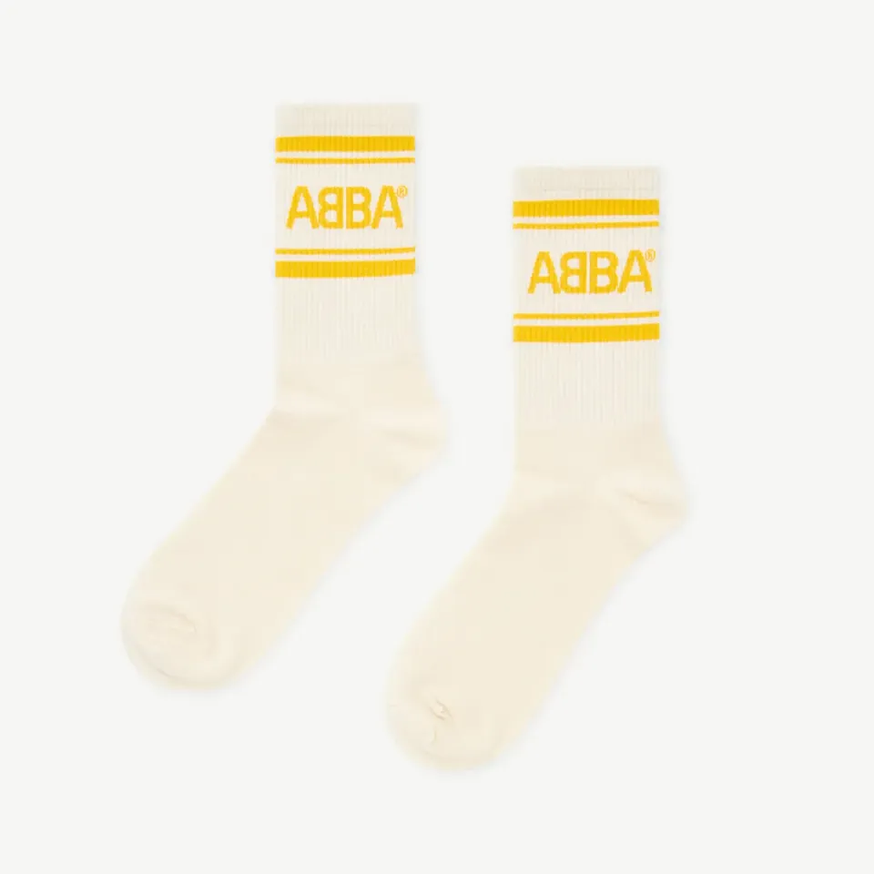 ABBA calzini gialli cotone logo ricamato 2 taglie