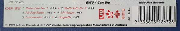 SWV Can We CD maxi 6 tracce soundtrack 1997