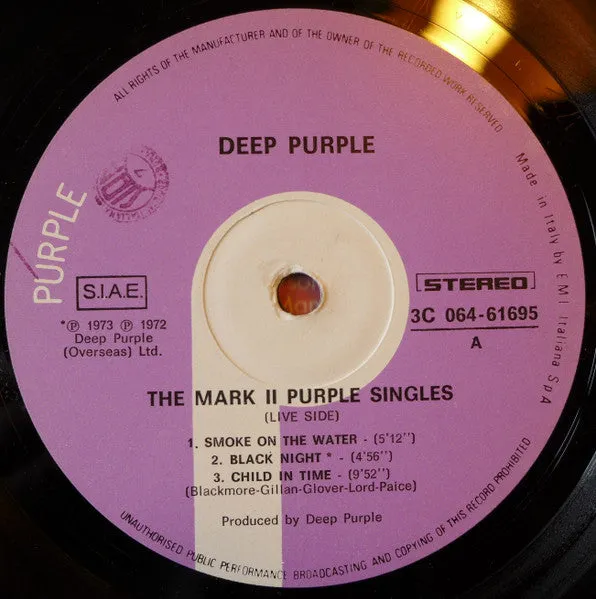 Deep Purple Mark 2 Purple Singles LP vinile compilation
