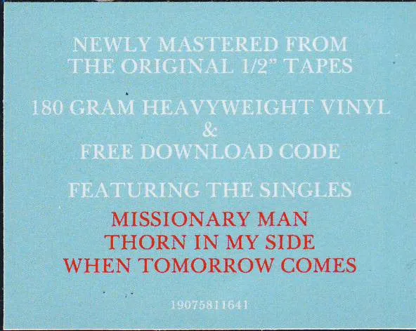 Eurythmics Revenge vinile LP 180g rimasterizzato mint