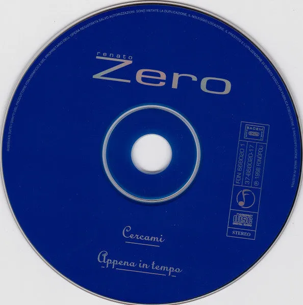 Renato Zero Cercami CD singolo 1998 Fonòpoli