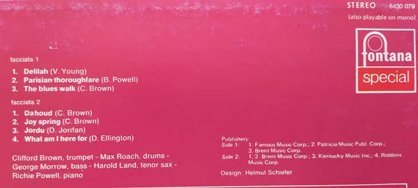 Clifford Brown Max Roach vinile LP ristampa hard bop