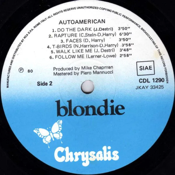 Blondie Autoamerican LP vinile italiano 1980 VG