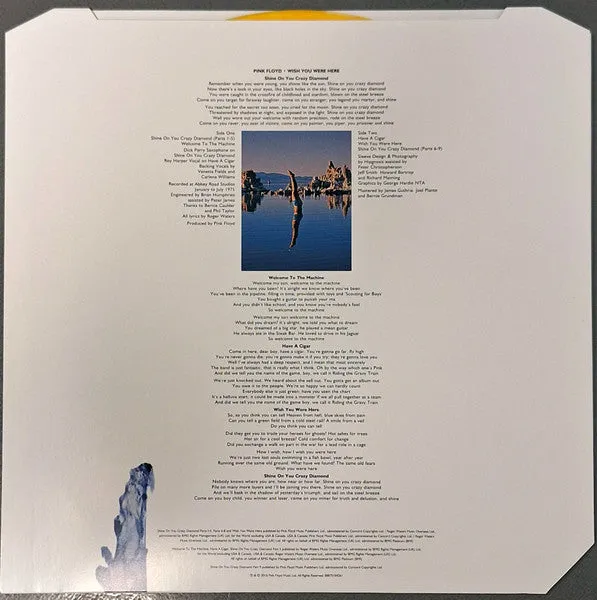 Pink Floyd Wish You Were Here LP vinile yellow flame 50°