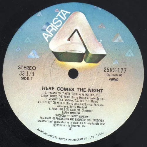 Barry Manilow Here Comes The Night LP Giappone