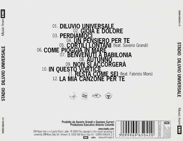 Stadio Diluvio Universale CD album pop rock 2009