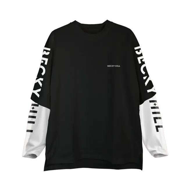 Believe Me Now T-Shirt oversized nera maniche lunghe stampa