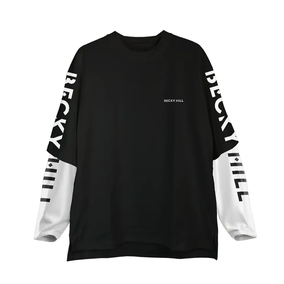 Believe Me Now T-Shirt oversized nera maniche lunghe stampa