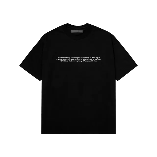 Tracklist t-shirt nera classica stampa fronte retro S-XXL