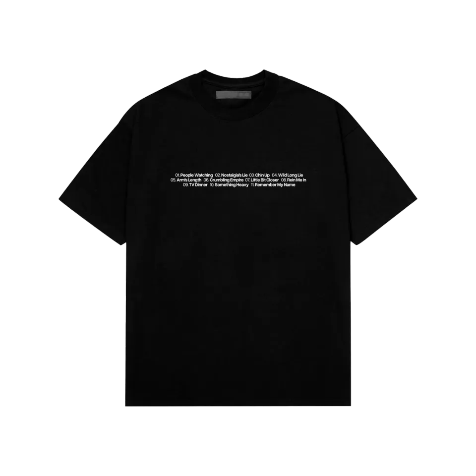 Tracklist t-shirt nera classica stampa fronte retro S-XXL