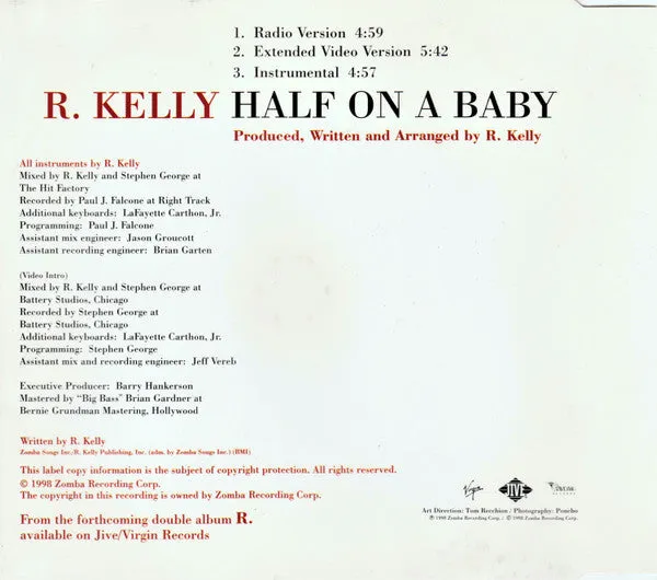 R. Kelly Half On A Baby CD singolo usato VG+