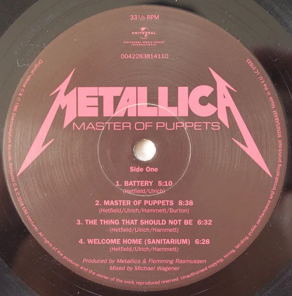 Metallica Master Of Puppets LP remaster VG+