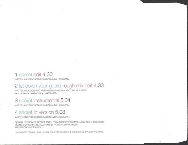 Madonna Secret CD singolo 1994 J-card NM