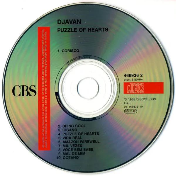 Djavan Puzzle Of Hearts CD album latin 1989