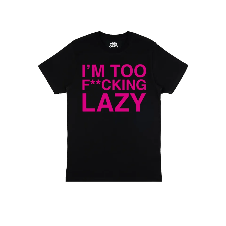 T-shirt nera Lazy cotone organico maglietta S-XXL