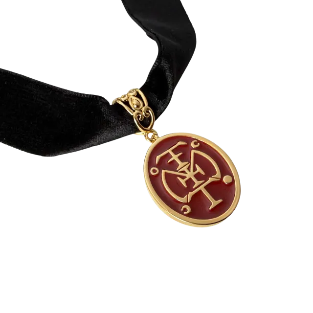 Polydor Records Sigil Choker collana velluto oro
