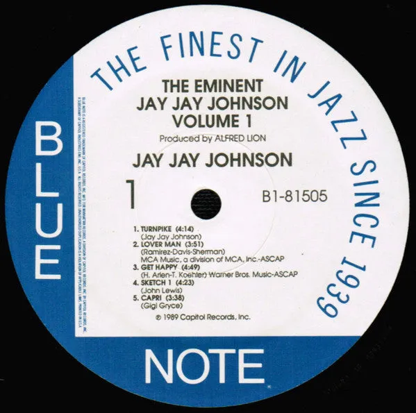 Jay Jay Johnson Eminent Volume 1 LP Blue Note