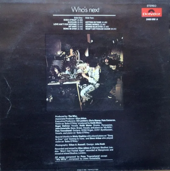 The Who Who's Next Vinile LP RP Baba O'Riley hard rock