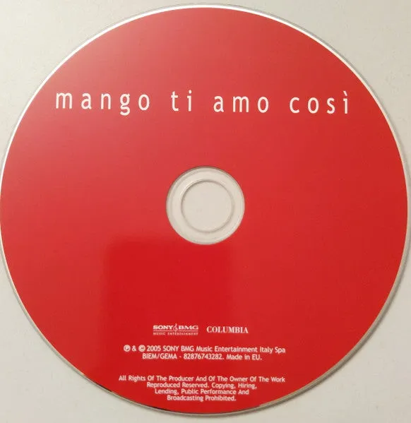 Mango Ti Amo Così CD album ballad italiano