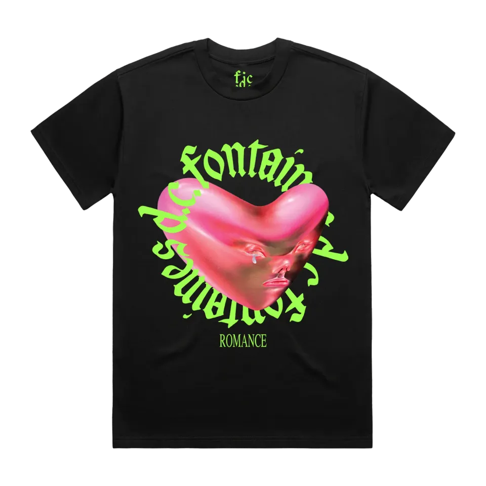 Fontaines D.C. Romance Heart maglietta nera cotone