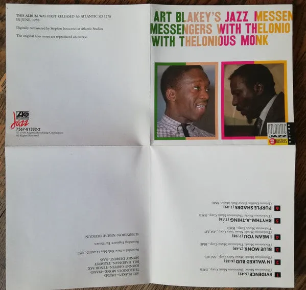Art Blakey Monk Jazz Messengers CD ristampa hard bop