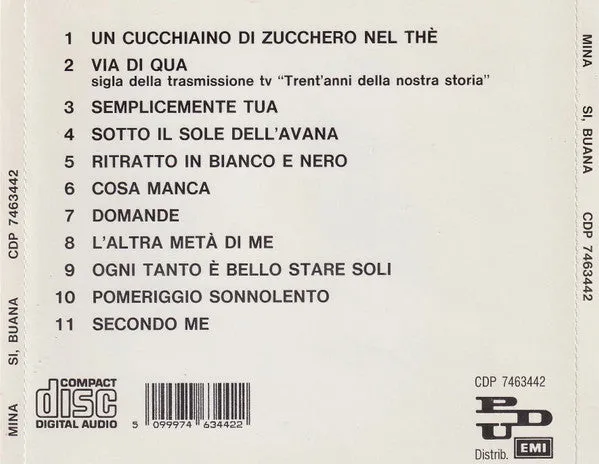 Mina Sì, Buana Vol. 2 CD album 1986 europop usato