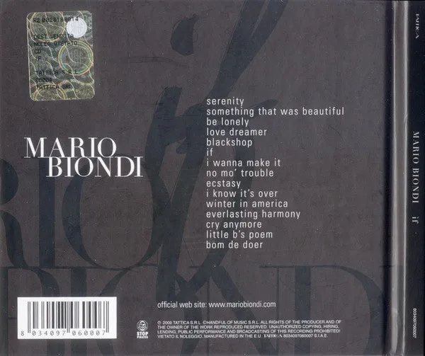 Mario Biondi If CD album digibook soul 2009