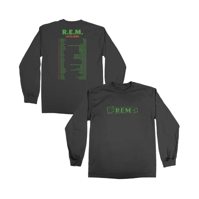 R.E.M. Live In London maglia manica lunga nera unisex