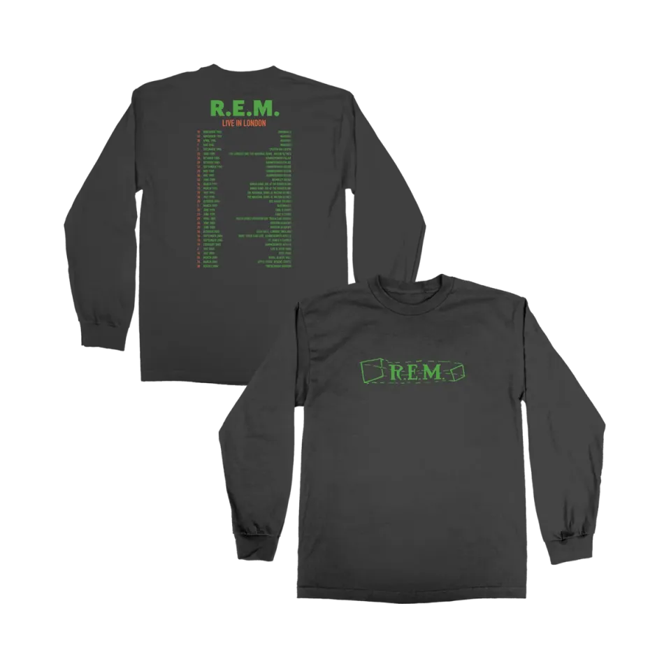 R.E.M. Live In London maglia manica lunga nera unisex
