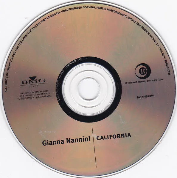 Gianna Nannini California CD album ristampa 2002 pop rock