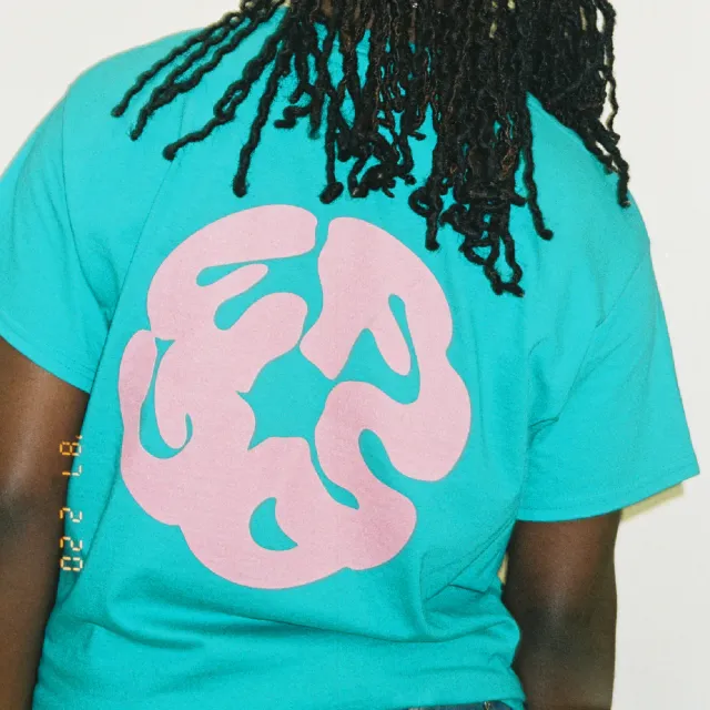 FUDGE Teal Logo t-shirt cotone stampa fronte retro