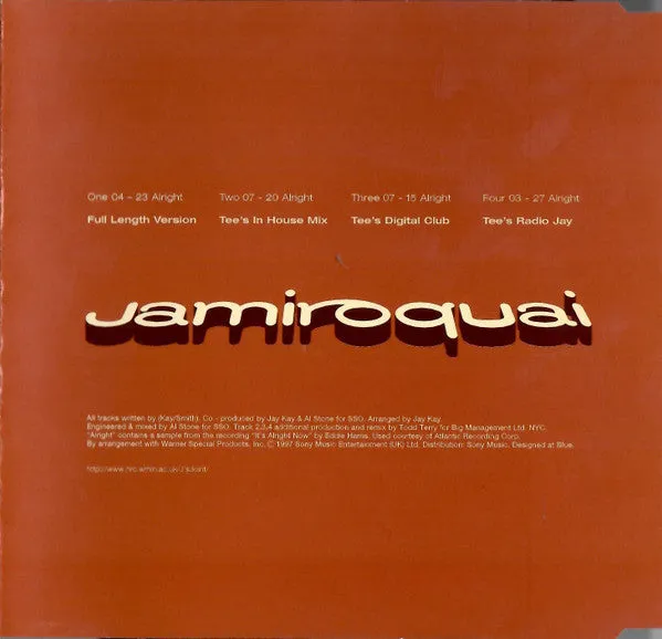 Jamiroquai Alright CD maxi acid jazz remix