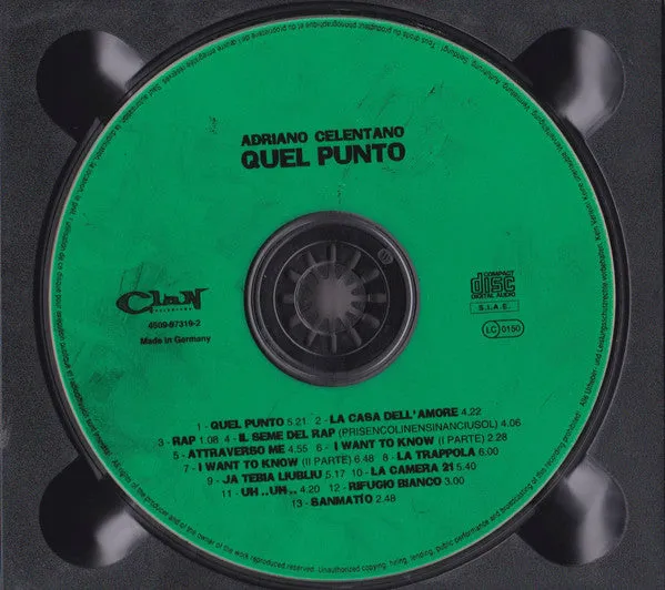 Adriano Celentano Quel Punto CD usato digipack 1994