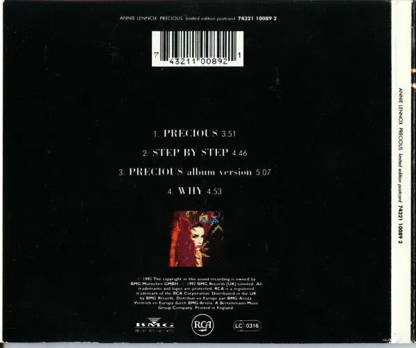 Annie Lennox Precious CD singolo limited edition UK 1992